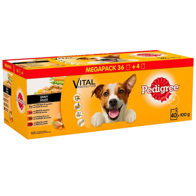 Costco UK Pedigree Variety Pouch in Gravy Wet Dog Food 40 x 100g- Buy online at McGrocer