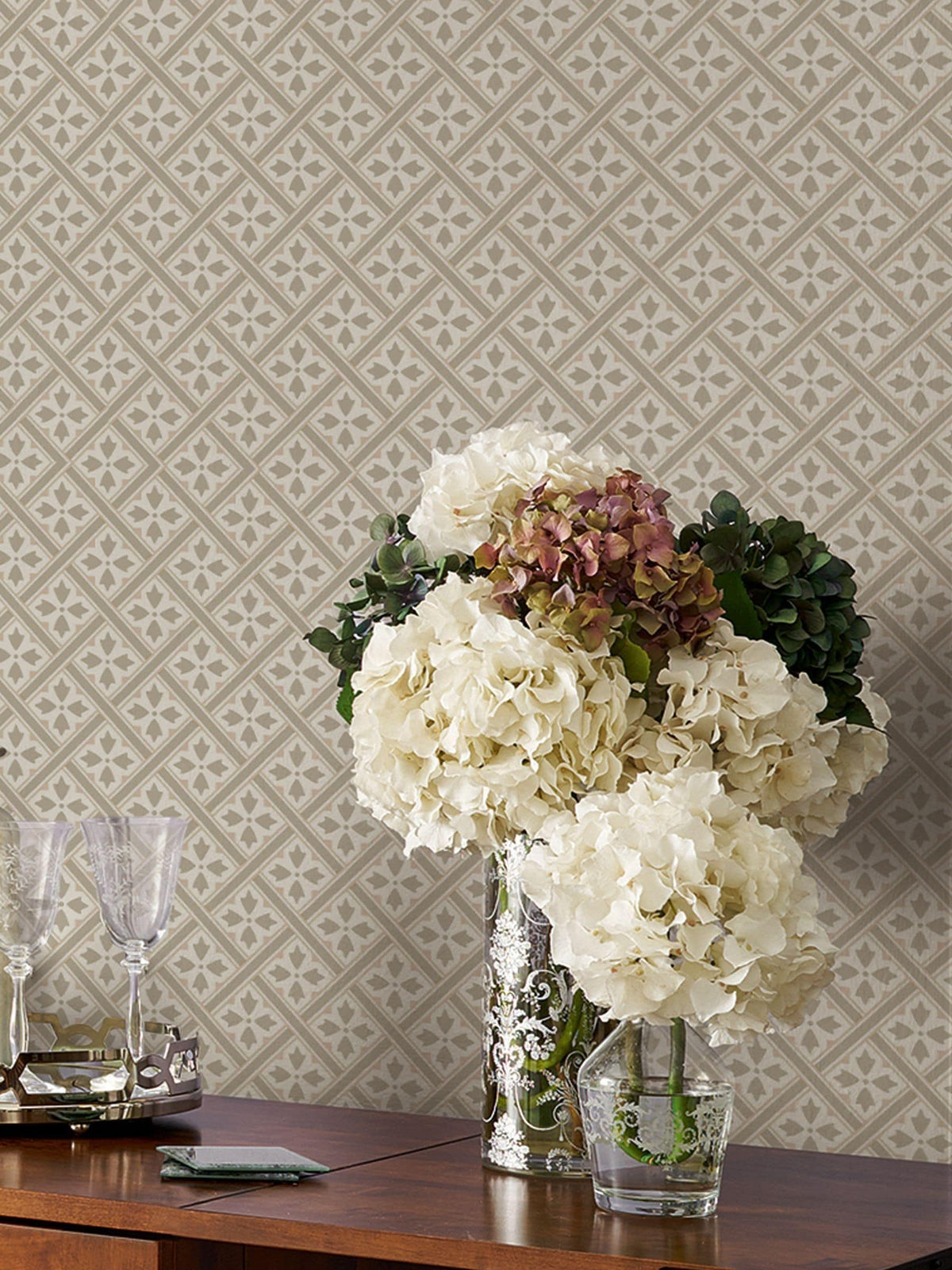 Laura Ashley Dove Grey Mr Jones A4 wallpaper sample - British product