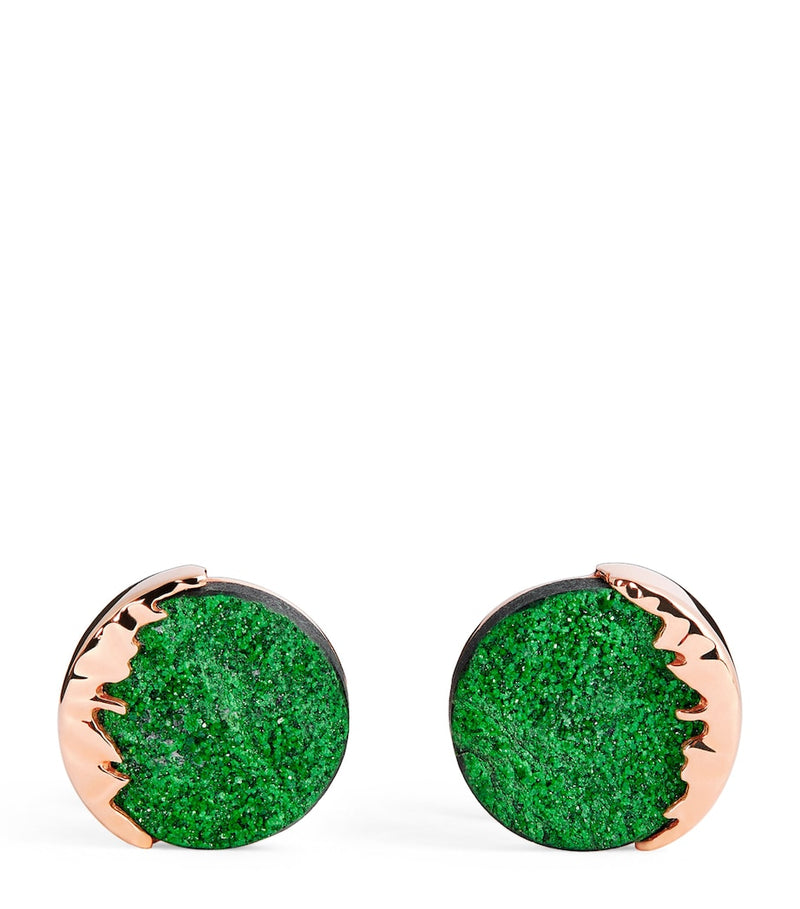 Tateossian rose gold and green garnet cufflinks - British product