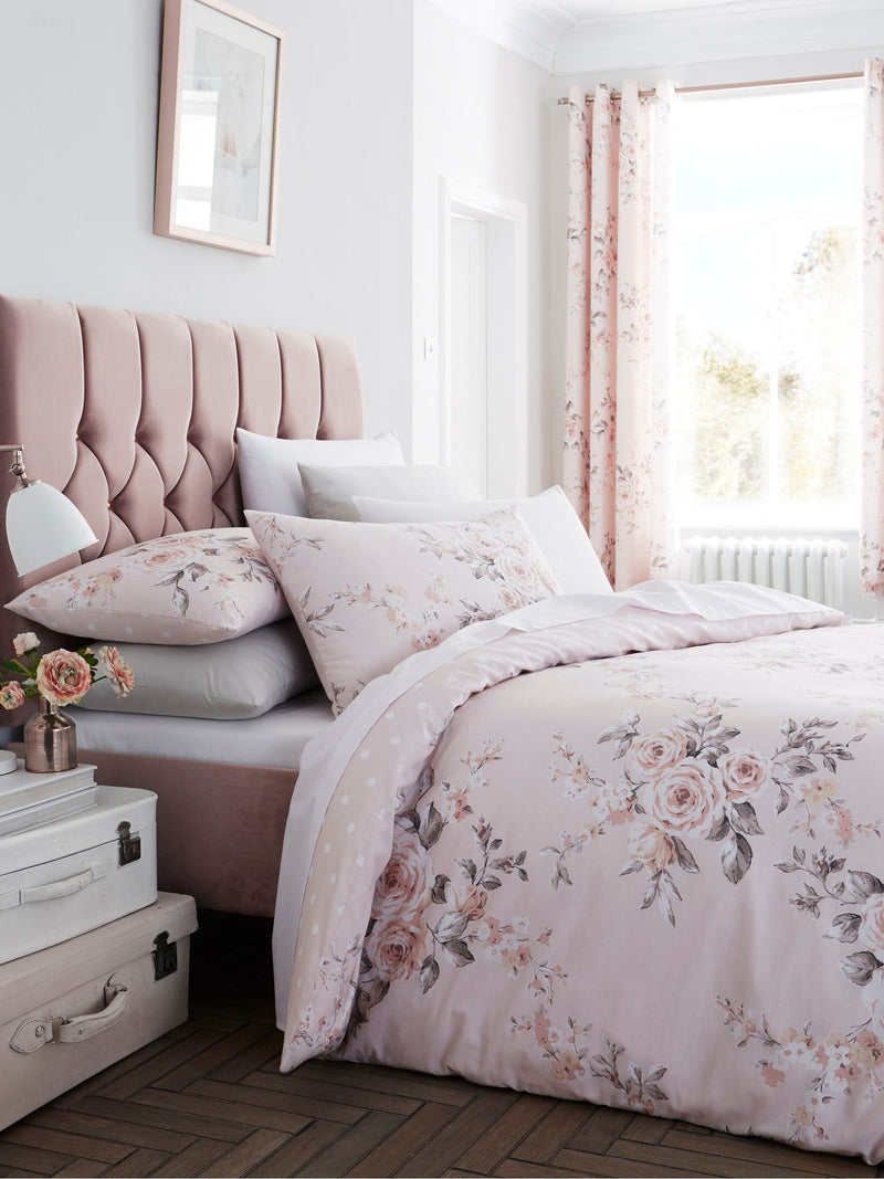 Catherine Lansfield Pink Canterbury Glitter Duvet Cover Set - British product