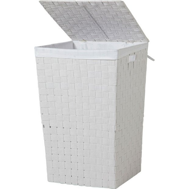 Argos Home white 60 litre laundry bin, imported from the UK