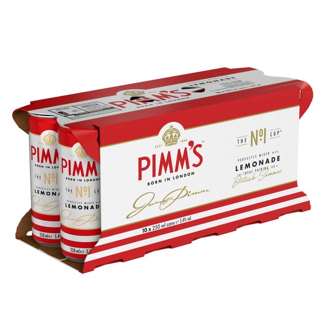 Pimm's No1 Cup & Lemonade Premix Liqueurs Ready to Drink   10 x 250ml