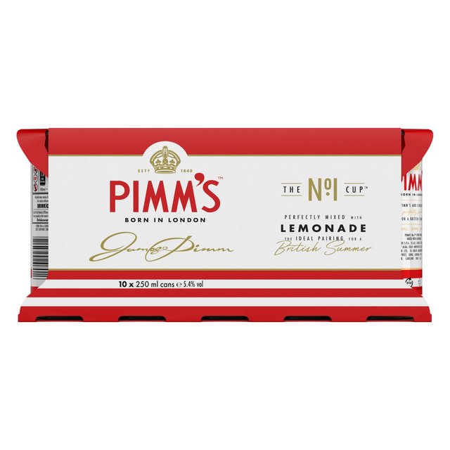 Pimm's No1 Cup & Lemonade Premix Liqueurs Ready to Drink   10 x 250ml