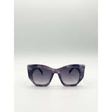 SVNX square cat-eye sunglasses in purple multi with grey lens, UK version