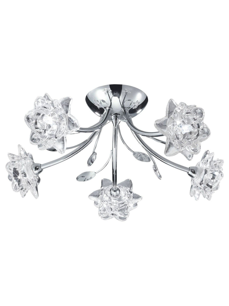Searchlight chrome Jessamine 5-light semi-flush ceiling light, UK version