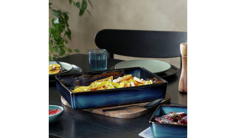 Habitat reactive stoneware roaster navy 33cm - British product
