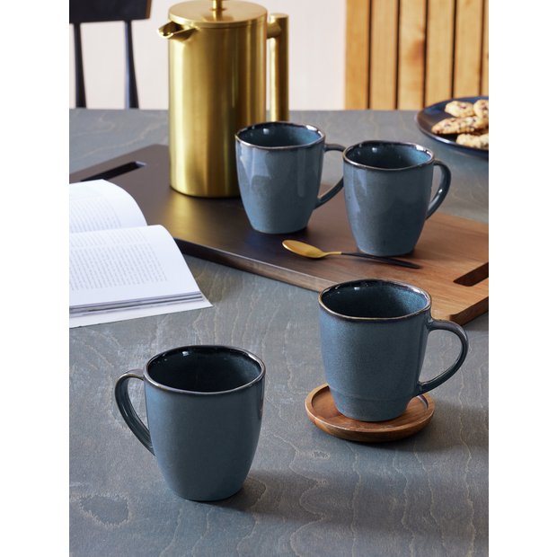 Habitat navy stoneware mug set, imported from the UK