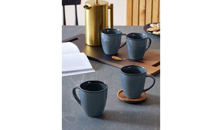 Habitat navy stoneware mug set, imported from the UK