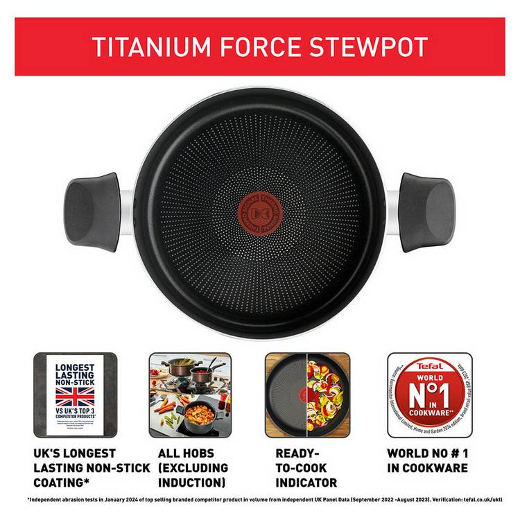 Tefal Titanium Force non-stick stewpot 24cm, imported from the UK