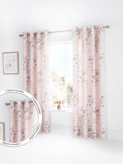 Next Catherine Lansfield Pink Canterbury Floral Eyelet Curtains 168cm x 183cm- Buy online at McGrocer