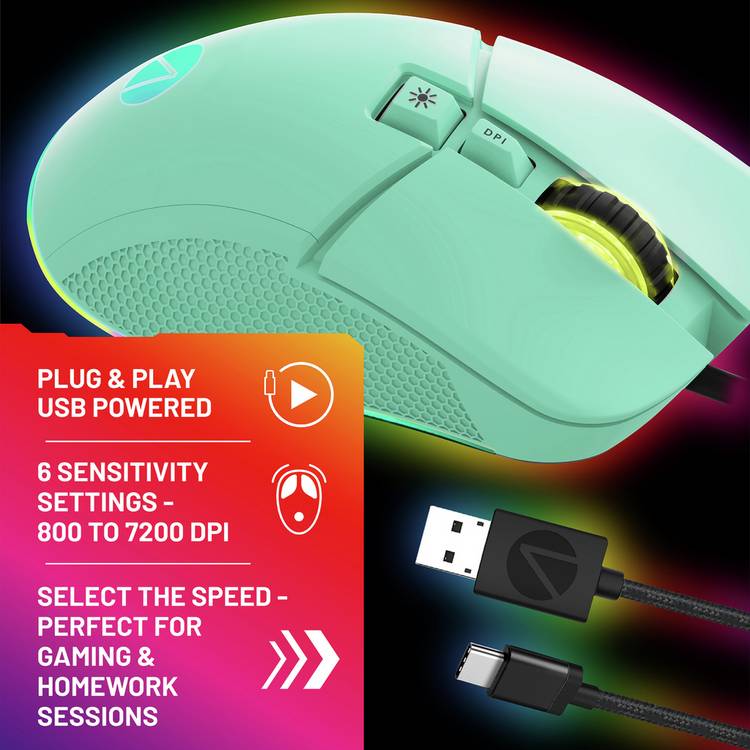 STEALTH gaming mouse Mint USB RGB, imported from the UK