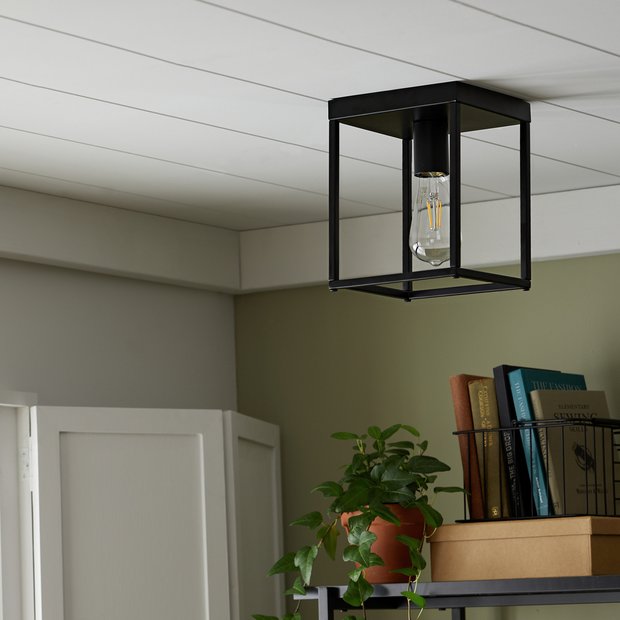 Argos Home flush ceiling light black 23x18cm (British brand)