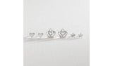 Revere sterling silver star crown heart stud earrings, imported from the UK