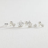 Revere sterling silver star crown heart stud earrings, imported from the UK