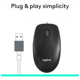 Logitech M100 wired mouse black, imported from the UK