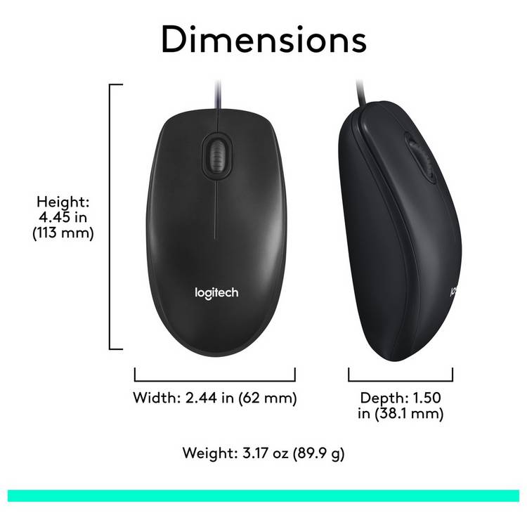 Logitech M100 wired mouse black, imported from the UK