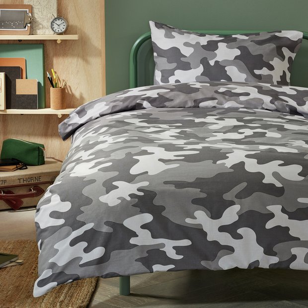 Argos Home kids bedding set camo grey single (British brand)