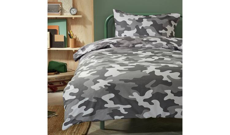 Argos Home kids bedding set camo grey single (British brand)