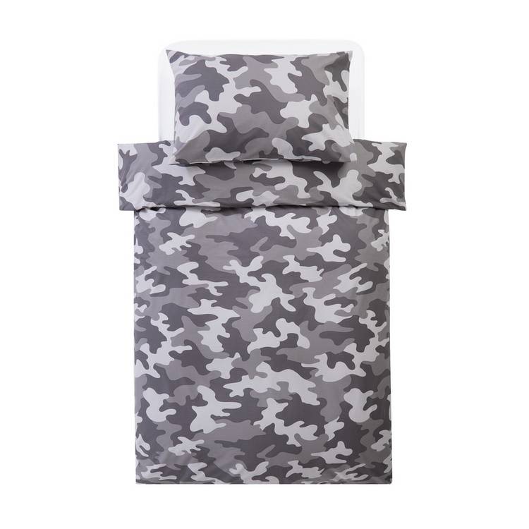 Argos Home kids bedding set camo grey single (British brand)
