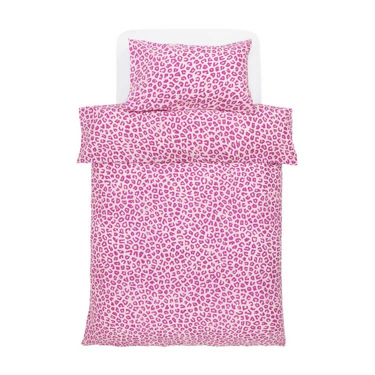 Argos Home pink leopard print bedding set single (British brand)