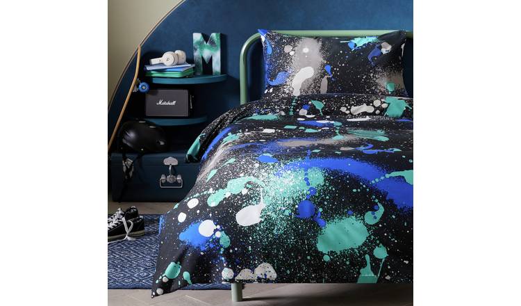 Argos Home paint splash graffiti bedding set, single - British product