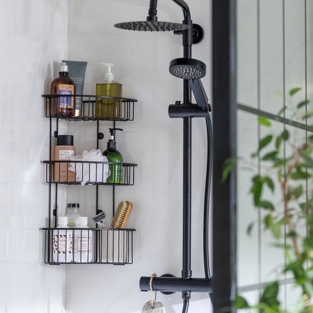 Argos Home 3 tier corner shower caddy black (British brand)
