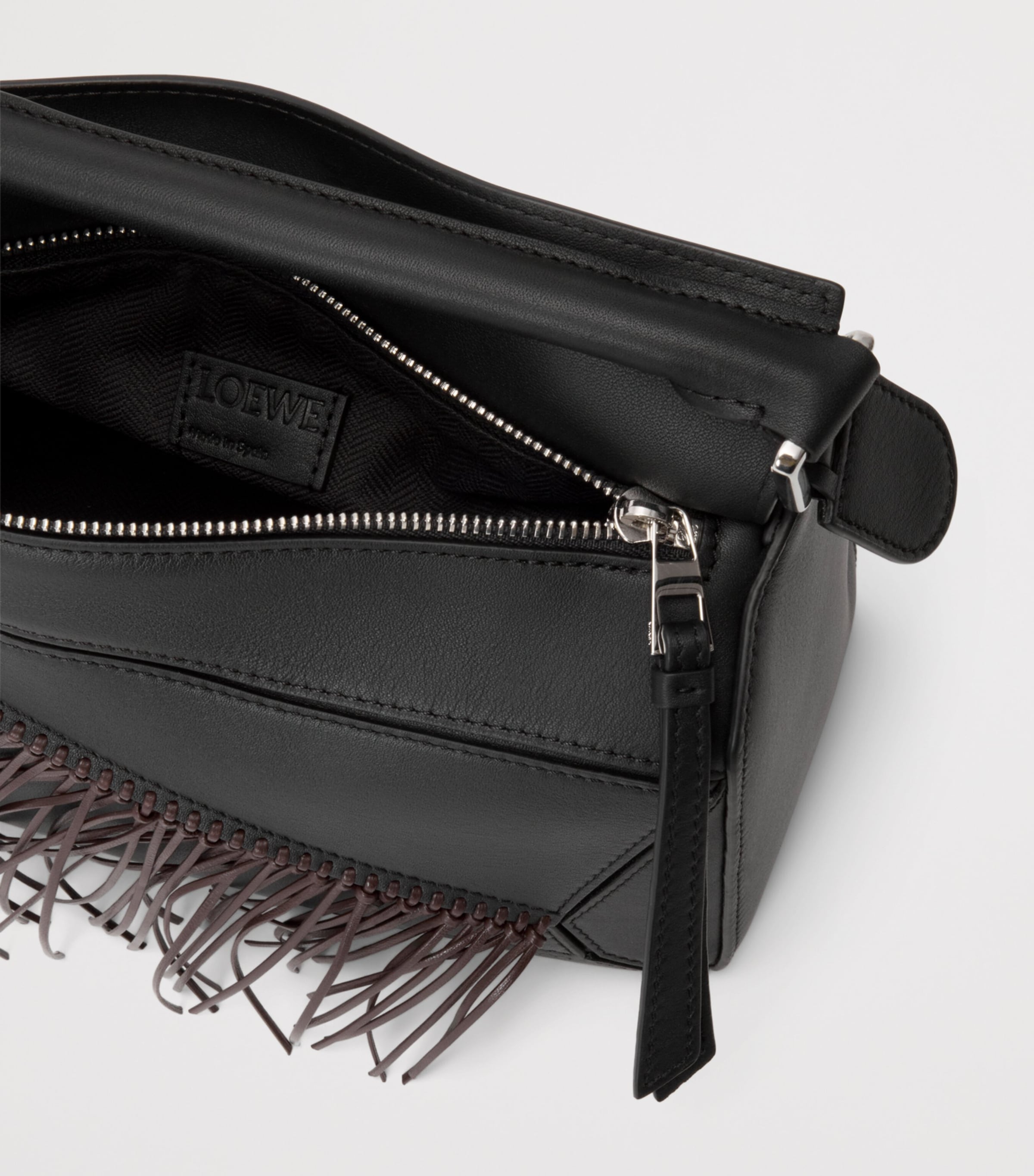 LOEWE small leather puzzle fringed top-handle bag - British product
