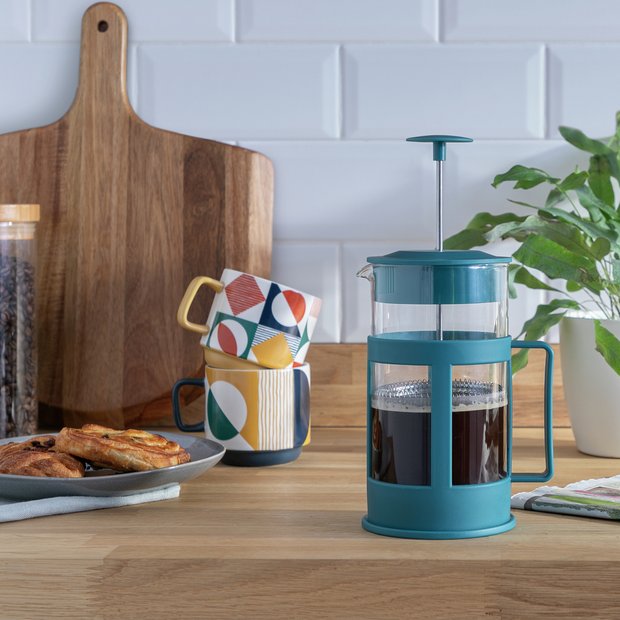 Habitat 8 cup 1L cafetiere teal plastic glass, UK version