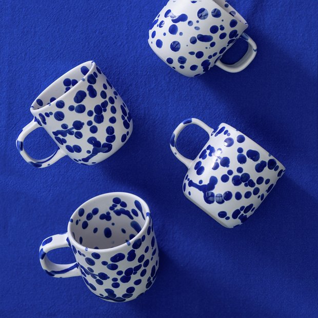 Habitat Jackson set of 4 blue mugs 280ml, UK version