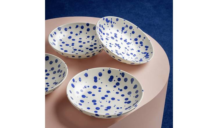 Habitat blue stoneware pasta bowls set of 4 21.5cm, UK version