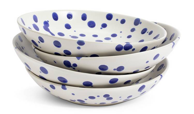 Habitat blue stoneware pasta bowls set of 4 21.5cm, UK version