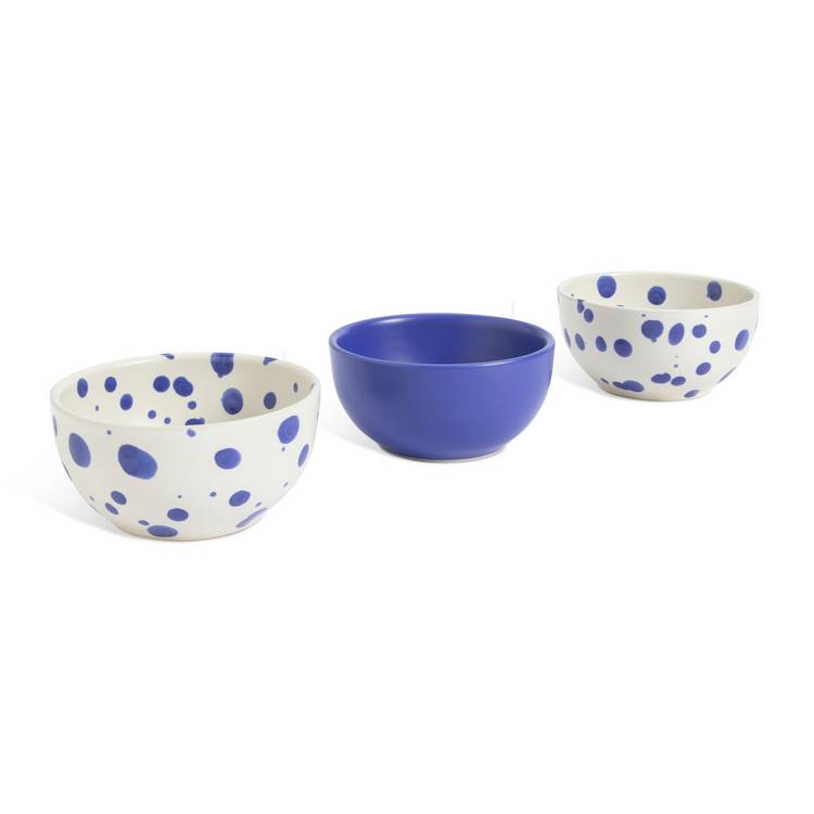 Habitat Jackson set of 3 blue nibble bowls - British product