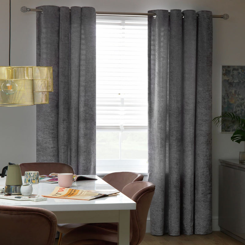 Argos Home Crushed Velvet Eyelet Curtains - Grey - 229x229cm