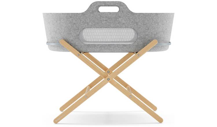 Snuz Baskit Moses Basket & Natural Stand - Light Grey