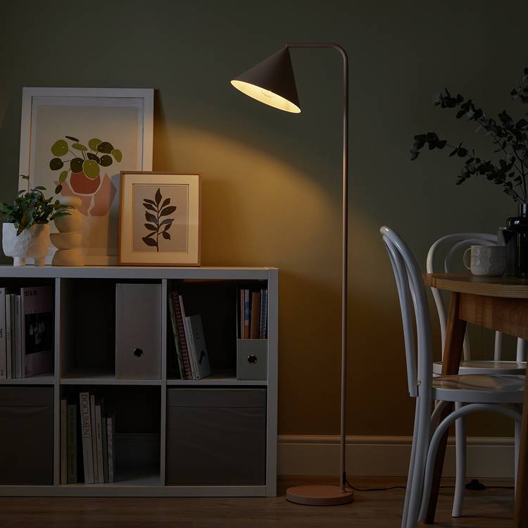Habitat adjustable floor lamp rose pink with conical shade (British brand)