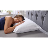 Downland jacquard cotton striped firm pillow 2 pack - British product