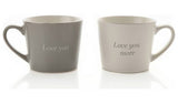 Amore love mugs set grey and white 400ml each - British product