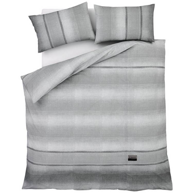 Catherine Lansfield denim grey single duvet set, UK version