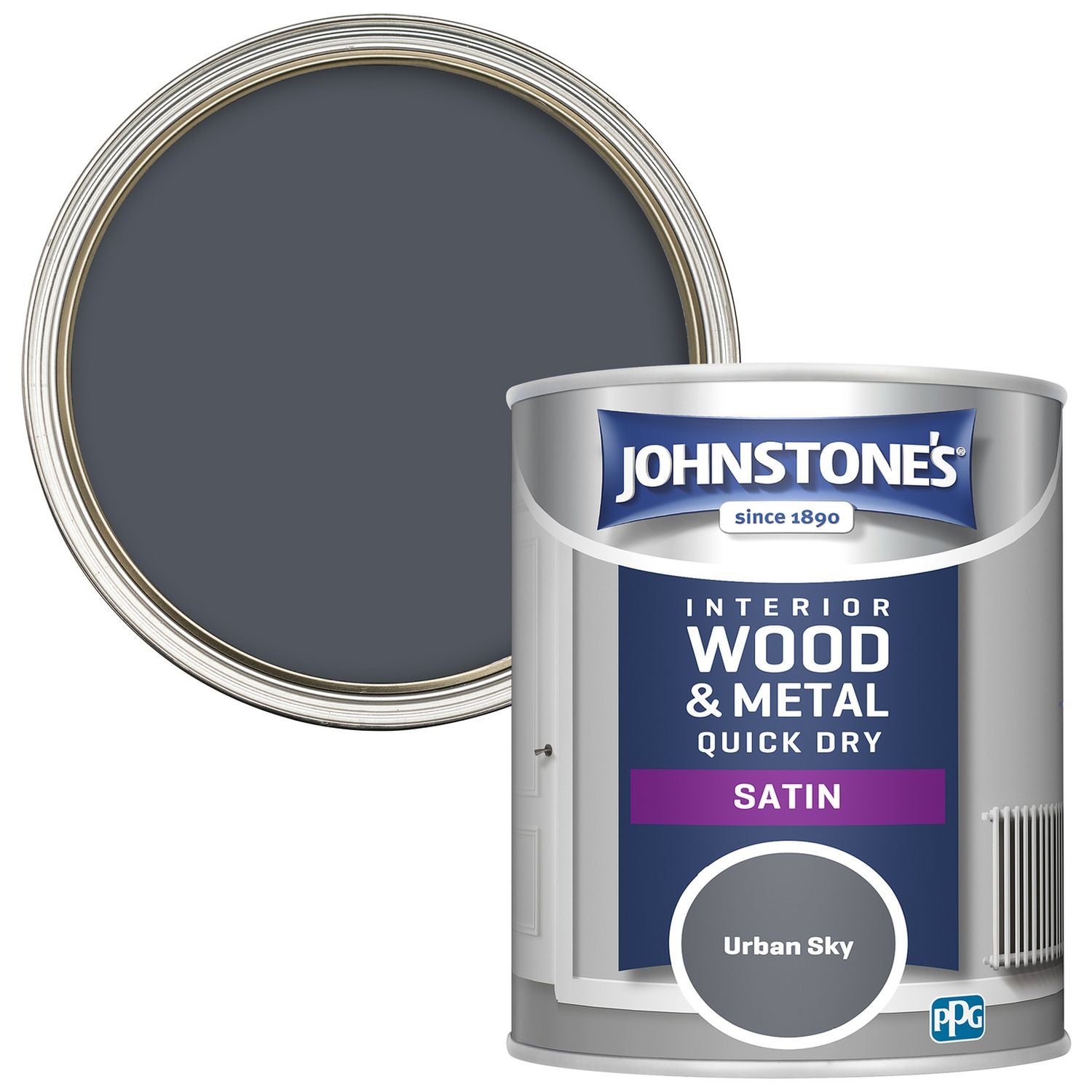 Johnstone's satin paint Urban Sky 750ml, UK version