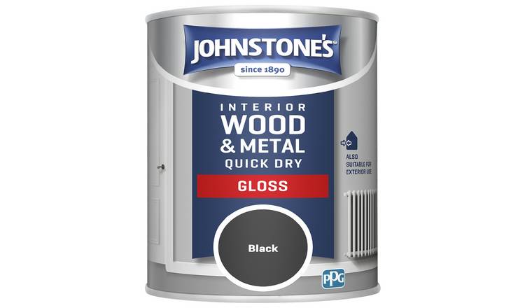 Johnstone's wood and metal gloss paint black 750ml, imported from the UK