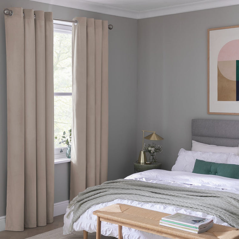 Habitat Dimout Velvet Eyelet Curtains - Champagne - 168x229cm