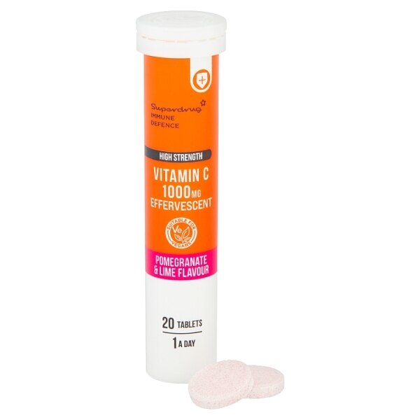 Superdrug Effervescent Vitamin C Pomegranate 20s 1000mg GOODS Superdrug   