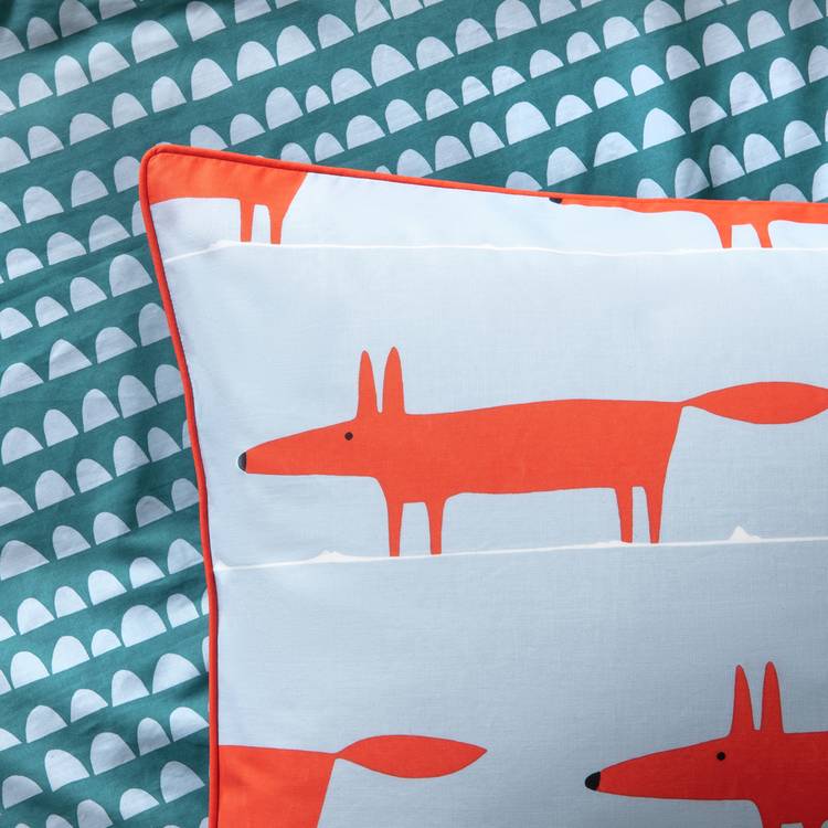Habitat x Scion Mr Fox light blue single bedding set - British product
