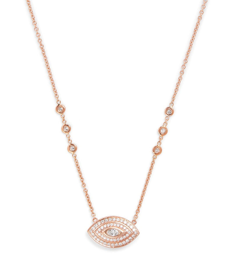 Jacquie Aiche rose gold diamond Evil Eye necklace, imported from the UK
