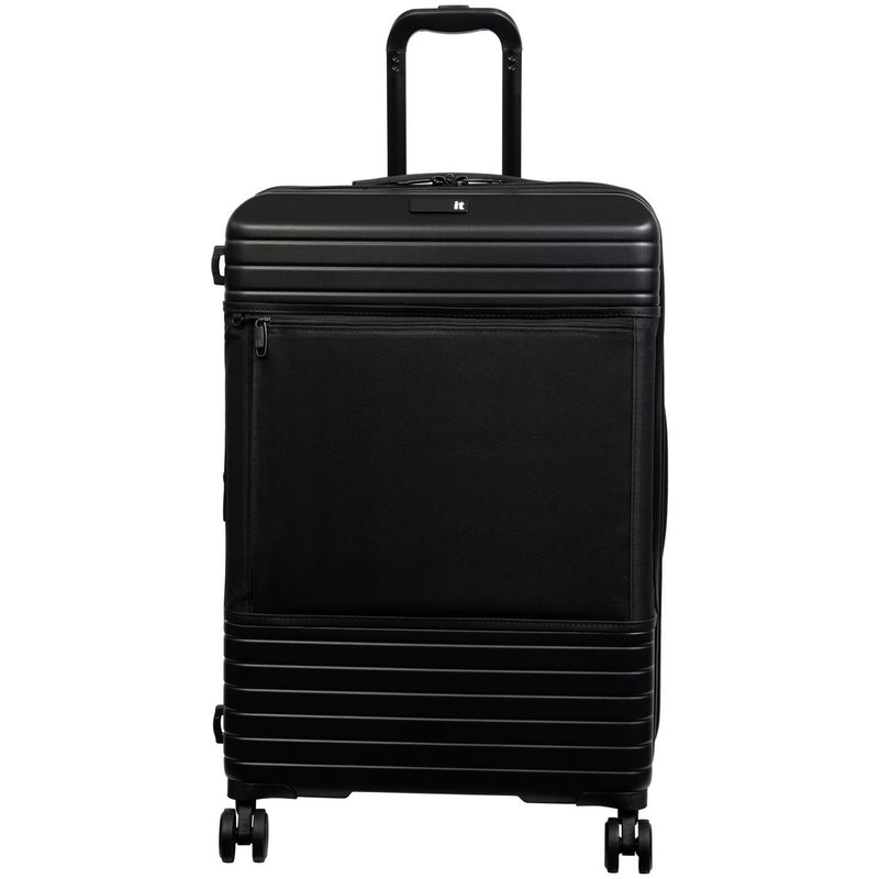 IT Luggage hard medium expandable 8 wheel suitcase black - British product