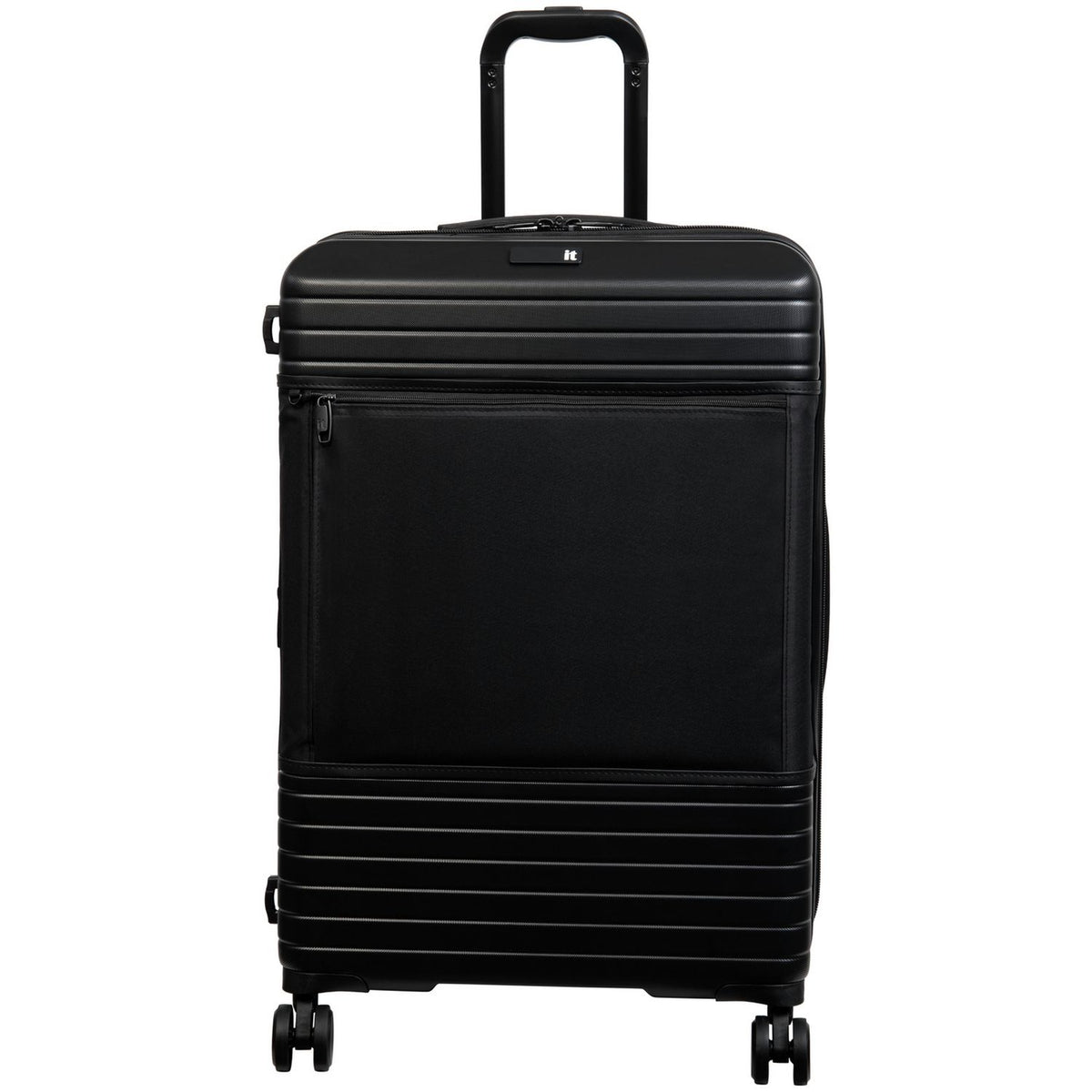 IT Luggage hard medium expandable 8 wheel suitcase black - British product