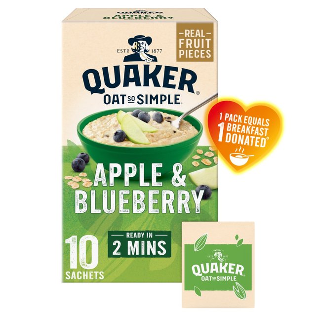 Quaker Oat So Simple Apple & Blueberry Porridge Sachets Cereal   10 per pack GOODS M&S   