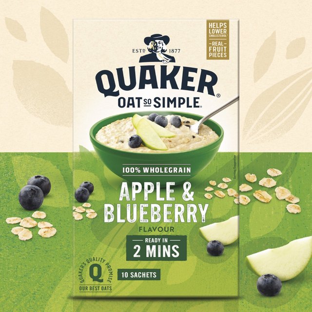 Quaker Oat So Simple Apple & Blueberry Porridge Sachets Cereal   10 per pack GOODS M&S   