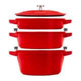 STAUB 3 piece pot set in 3 colours (British brand)