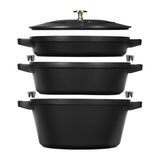 STAUB Stackable 3 Piece Pot Set in Black